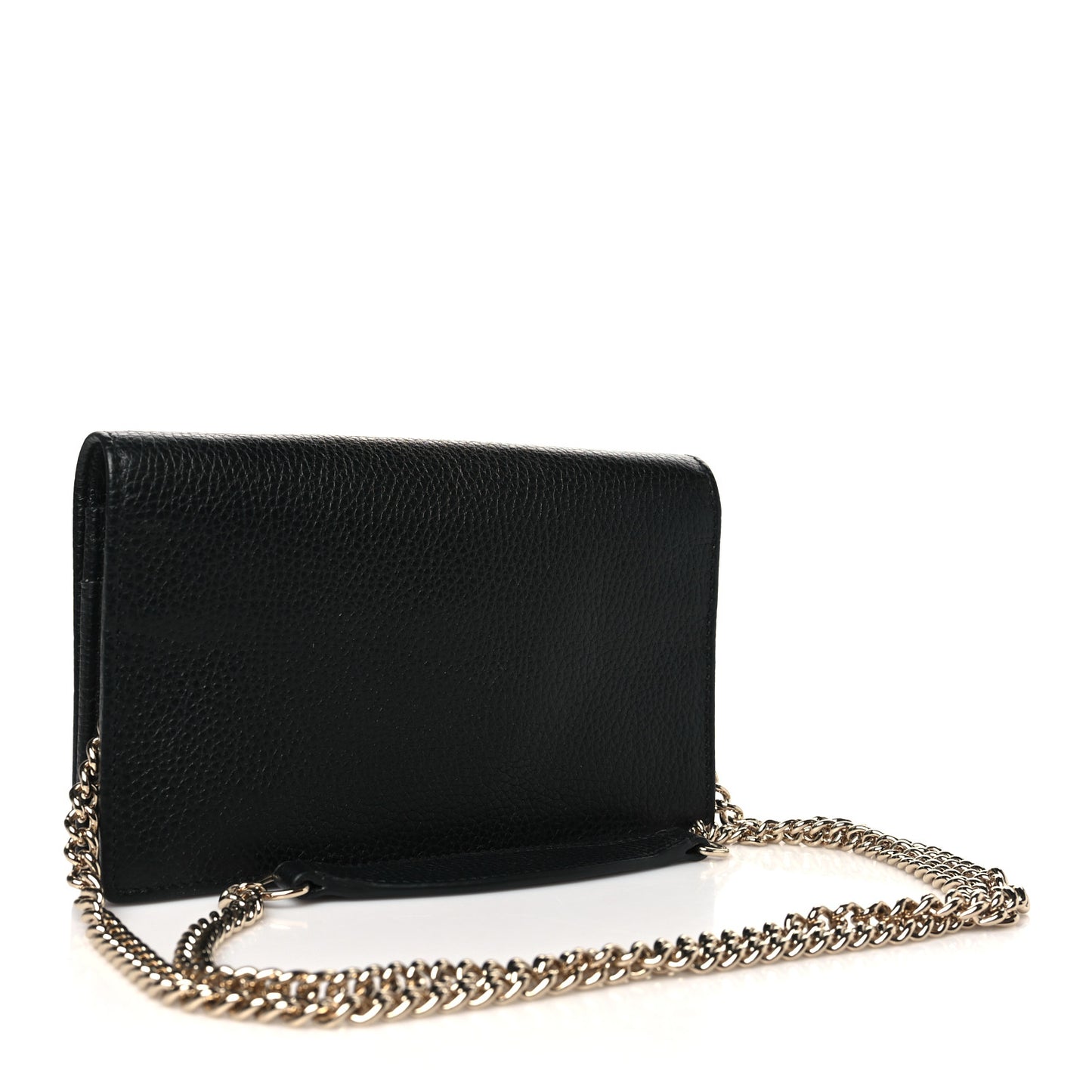 Pebbled Calfskin Soho Wallet On Chain Black