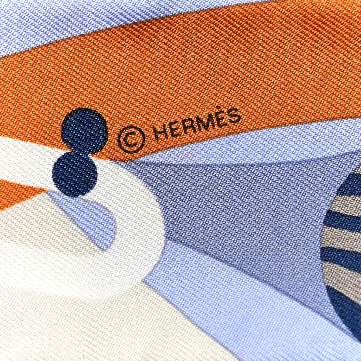 Hermes Silk Parade En Fanfare Twilly Brun Bleu Jean Vert 4 of 5