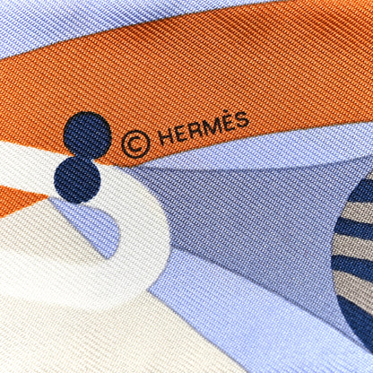 Hermes Silk Parade En Fanfare Twilly Brun Bleu Jean Vert 4 of 5