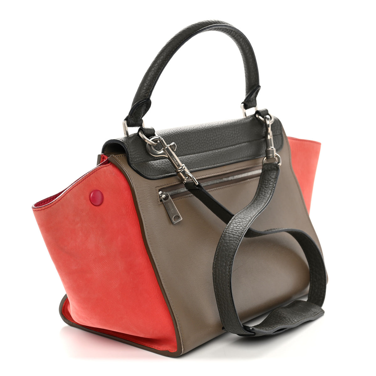 Celine Smooth Calfskin Suede Small Tri-Color Trapeze Pink 3 of 13