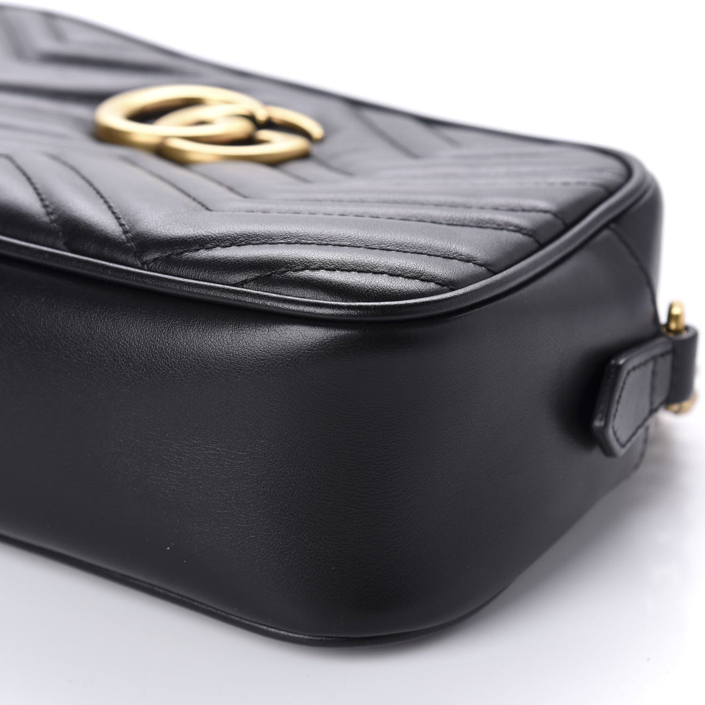 Calfskin Matelasse Small GG Marmont Chain Shoulder Bag Black