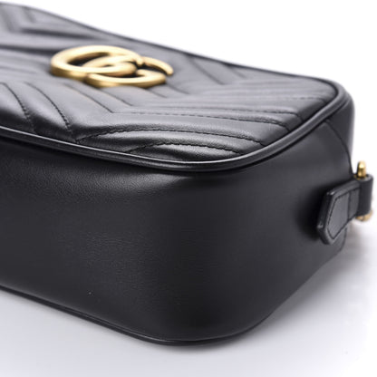 Gucci Calfskin Matelasse Small GG Marmont Chain Shoulder Bag Black 7 of 10