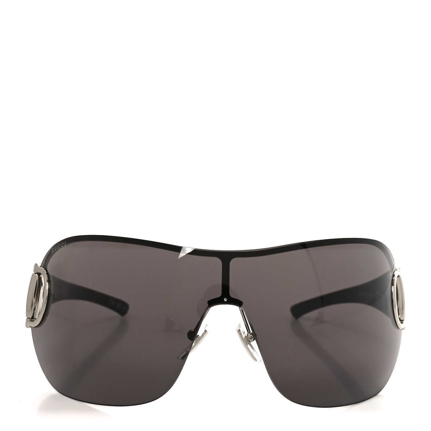 Gucci Metal Horsebit Frameless Mask Sunglasses GG2174S Black Silver 2 of 8