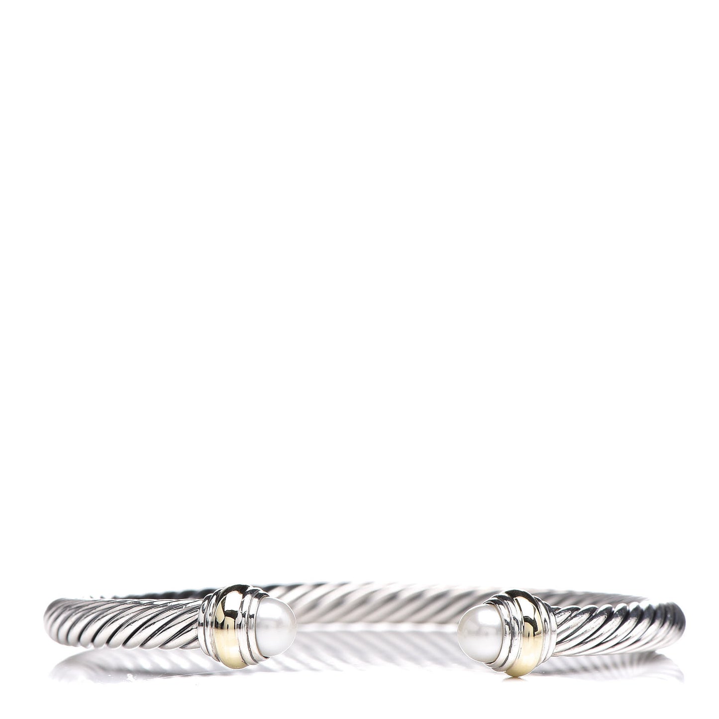 Sterling Silver 14K Yellow Gold Pearl 5mm Cable Classics Bracelet