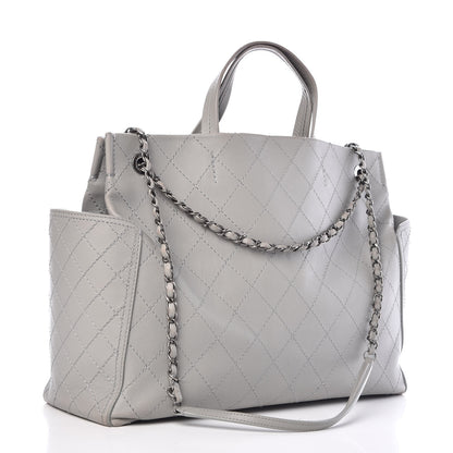Chanel Calfskin Stitched Medium Shopping Tote Grey 4 of 16