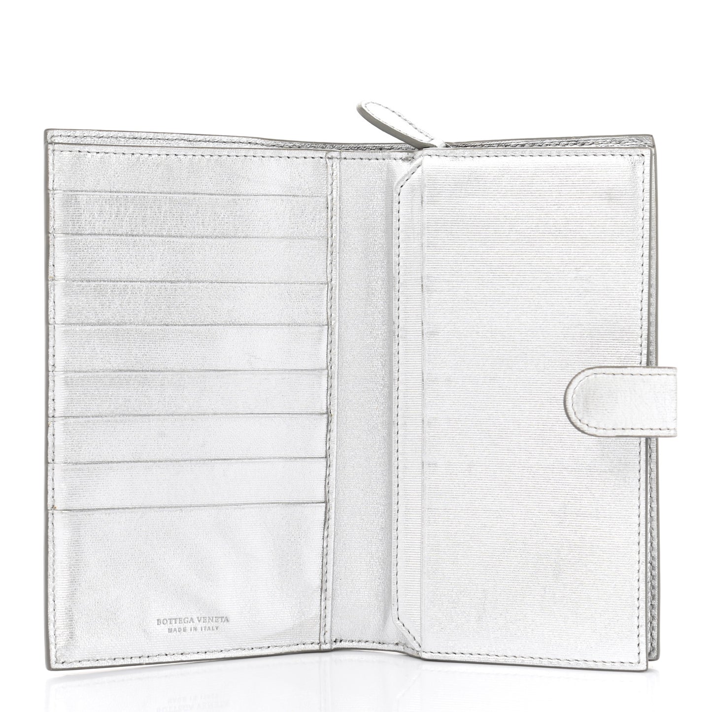 Metallic Grosgrain Intrecciato Continental Wallet Silver
