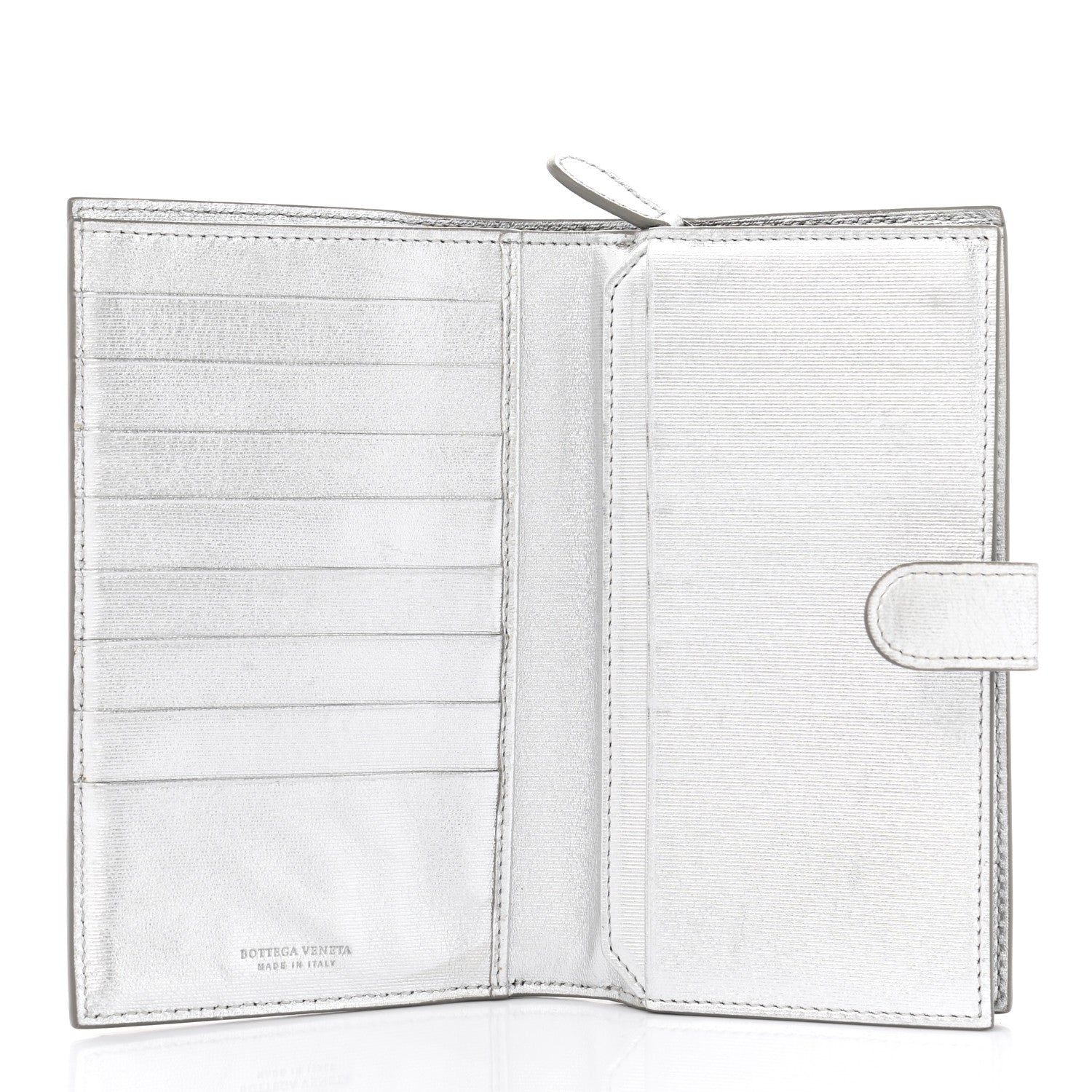 Bottega Veneta Metallic Grosgrain Intrecciato Continental Wallet Silver 5 of 8