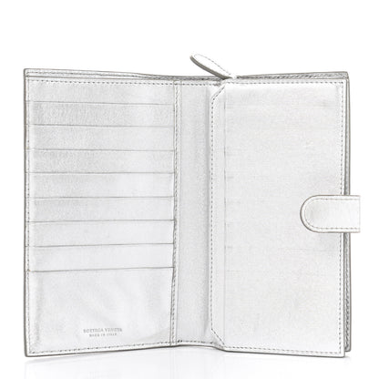 Bottega Veneta Metallic Grosgrain Intrecciato Continental Wallet Silver 5 of 8