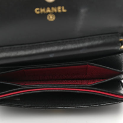 Chanel Lambskin Quilted Pearl Crown Clutch With Chain Black 8 of 9