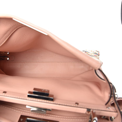 Fendi Vitello Seta Shiny Nappa Ribbon Lace Up Floral Medium Peekaboo Iconic Satchel Baby Pink Multicolor 6 of 12