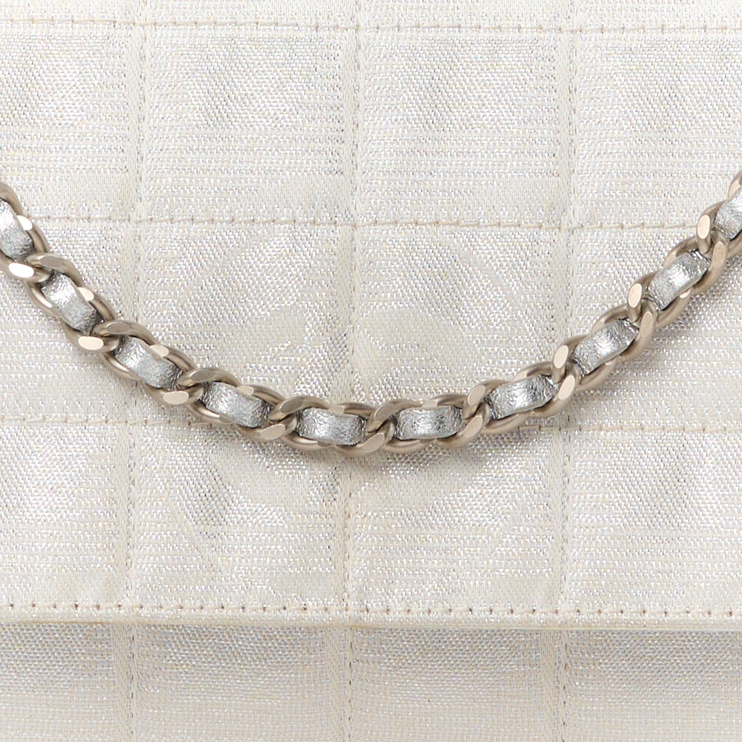 Chanel Nylon Travel Wallet On Chain WOC Metallic Silver 10 of 16