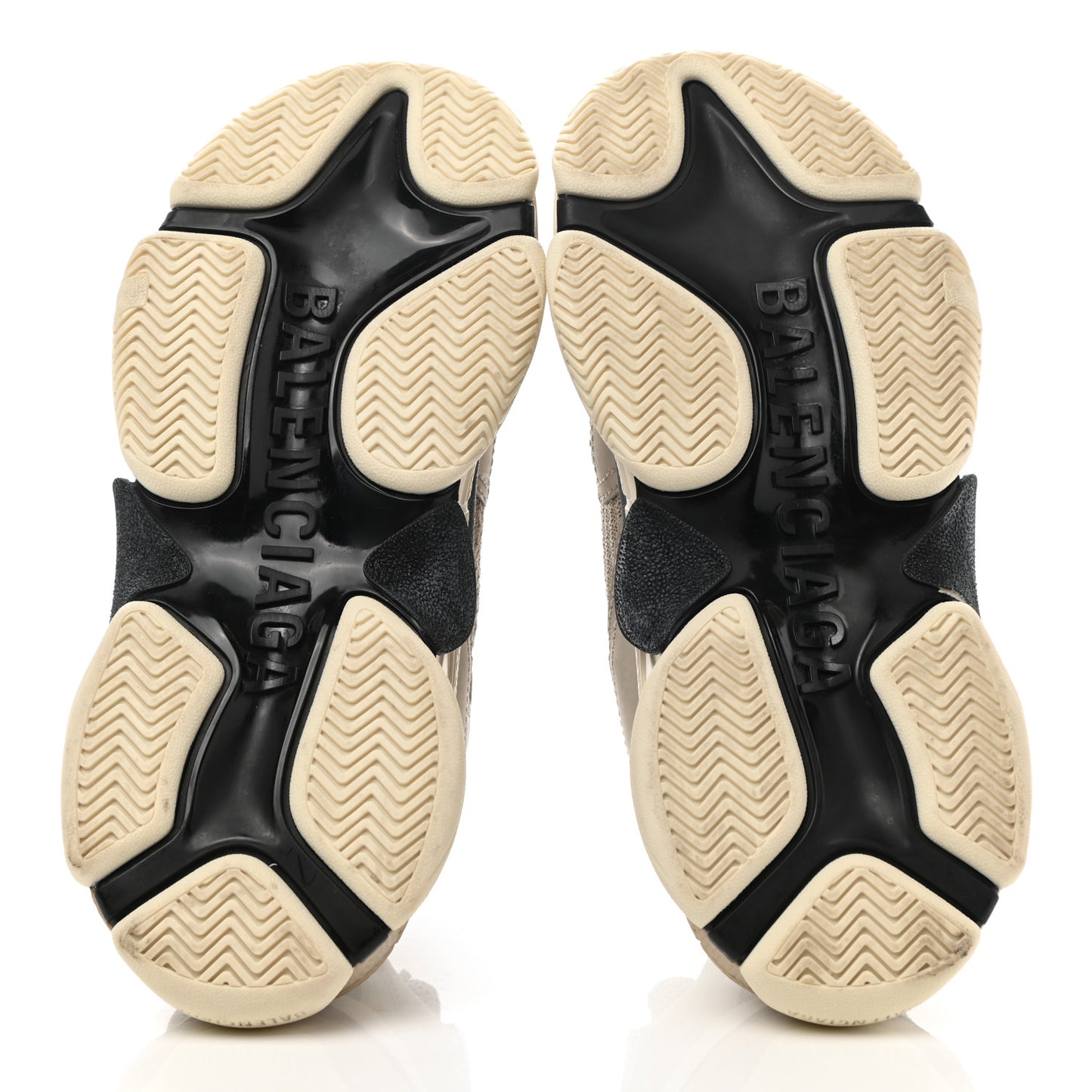 Fabric Mesh Womens Triple S Sneakers 36 Beige Black