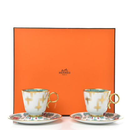 Hermes Porcelain Voyage en Ikat Coffee Cup and Saucer Set of 2 6 of 6