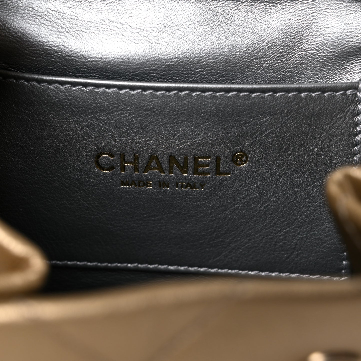Metallic Lambskin Quilted Timeless CC Drawstring Backpack Gold