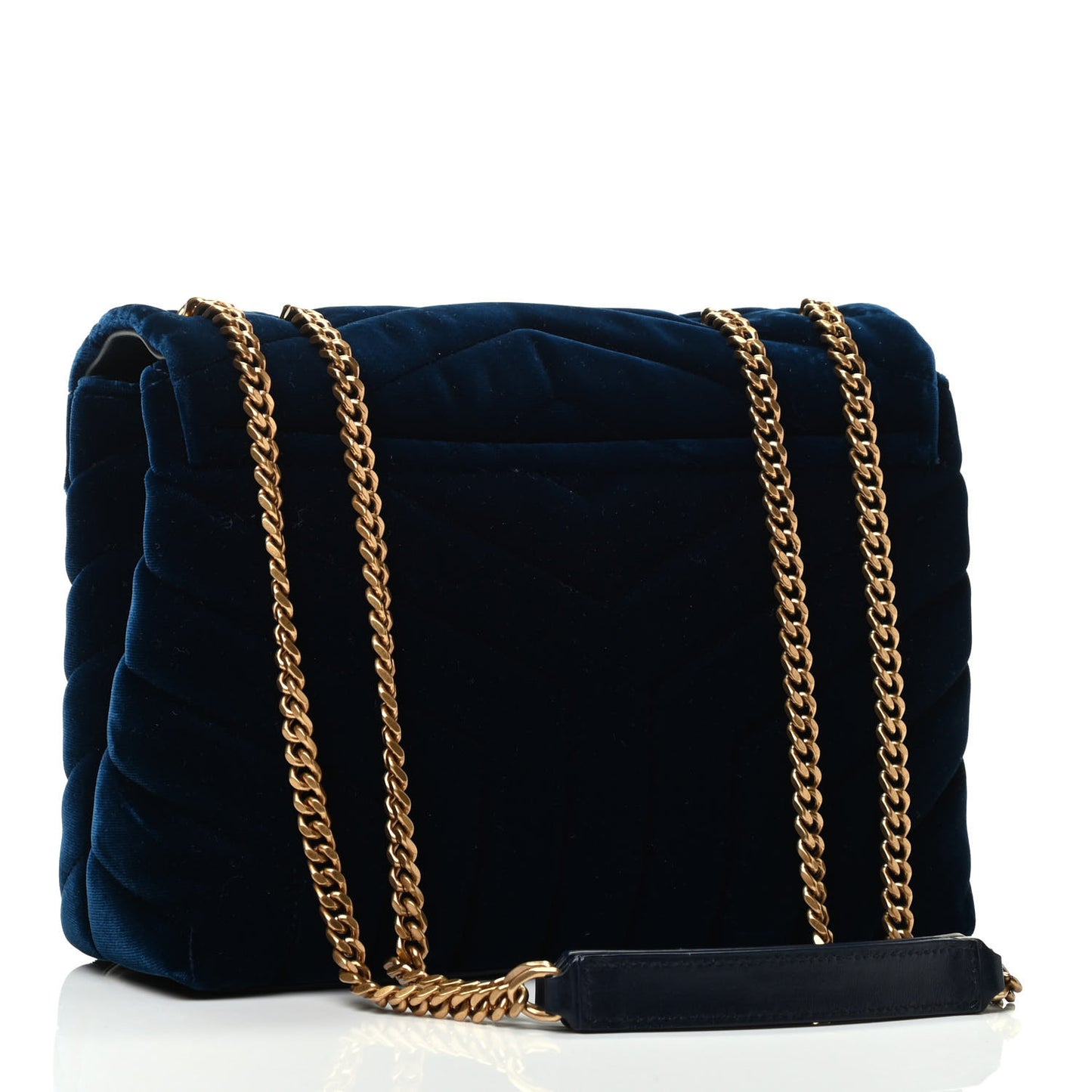 Velvet Y Quilted Monogram Small Loulou Chain Satchel Medium Blue