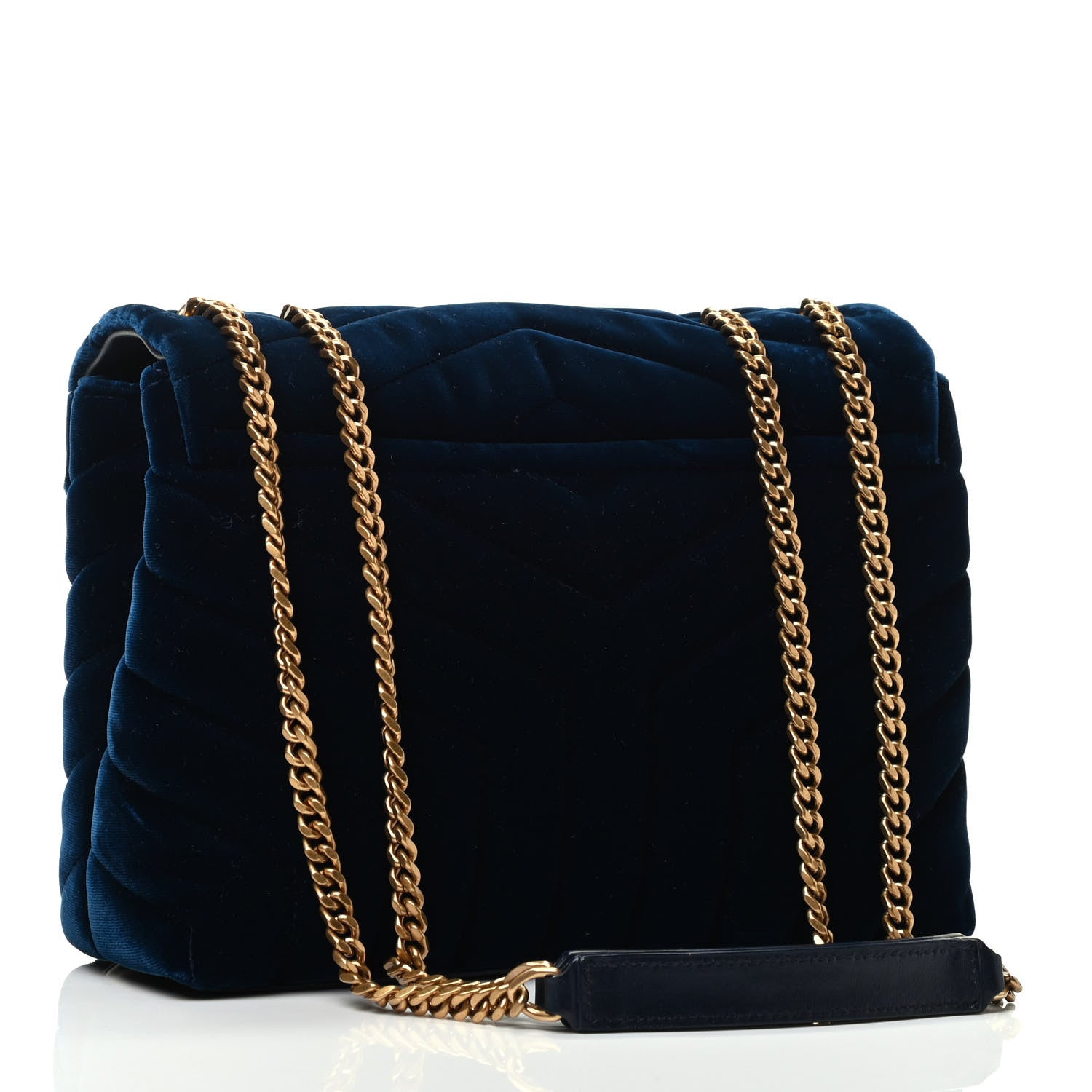 Saint Laurent Velvet Y Quilted Monogram Small Loulou Chain Satchel Medium Blue 2 of 4