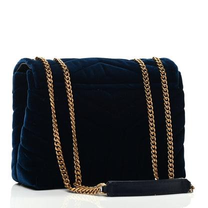 Saint Laurent Velvet Y Quilted Monogram Small Loulou Chain Satchel Medium Blue 2 of 4