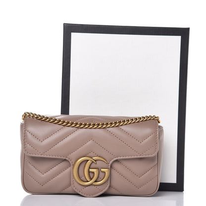 Gucci Calfskin Matelasse Super Mini GG Marmont Shoulder Bag Porcelain Rose 9 of 9
