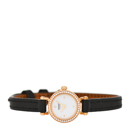 Hermes 18K Yellow Gold Barenia Diamond 16mm Faubourg Quartz Watch Noir 2 of 5