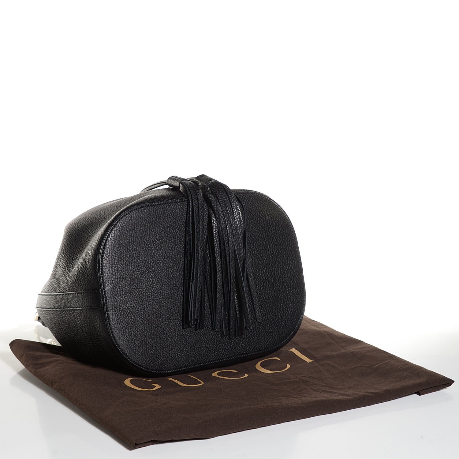 Gucci Pebbled Calfskin Miss Bamboo Bucket Bag Black 4 of 9