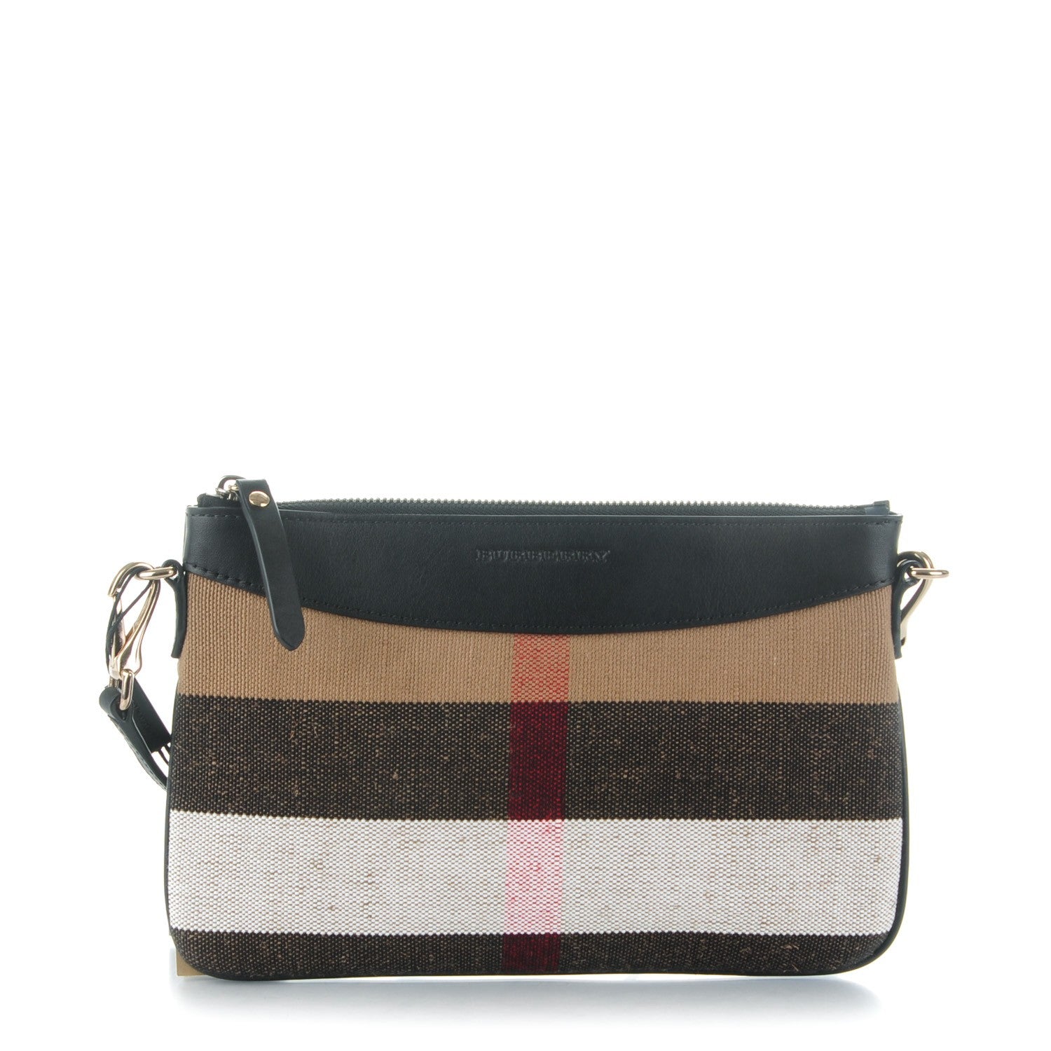 Burberry Mega Check Peyton Crossbody Clutch Bag Black 1 of 8