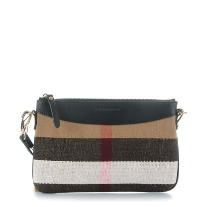 Burberry Mega Check Peyton Crossbody Clutch Bag Black 1 of 8