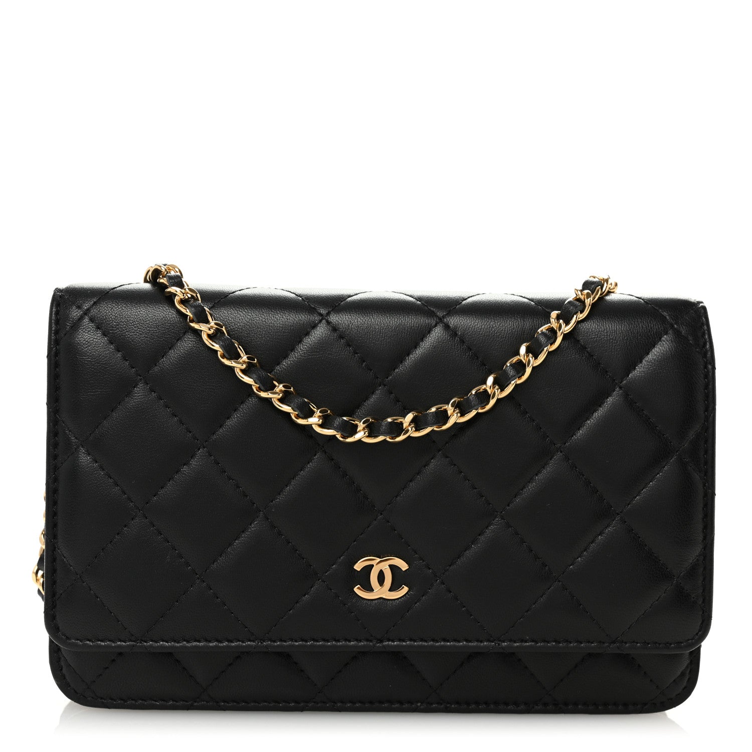 Chanel Lambskin Quilted Wallet On Chain WOC Black 1 of 12