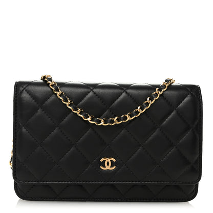 Chanel Lambskin Quilted Wallet On Chain WOC Black 1 of 12