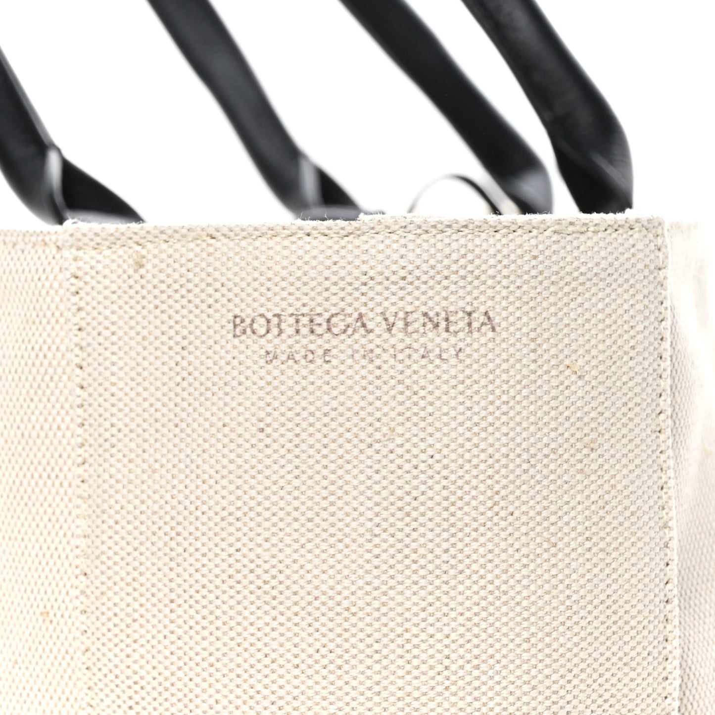 Canvas Intrecciato Large Arco Tote Beige Black