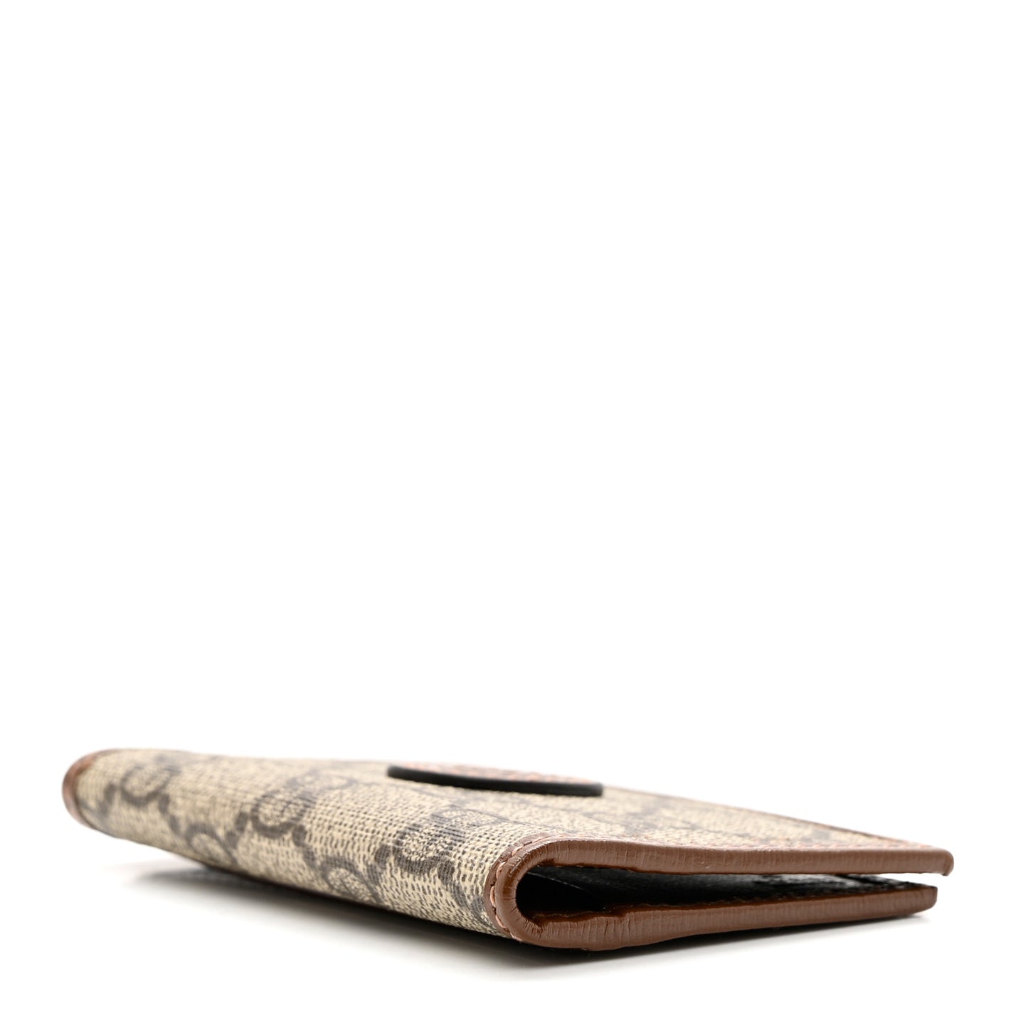 GG Supreme Monogram Azalea Calfskin Retro Interlocking G Card Case Beige Ebony Brown Sugar