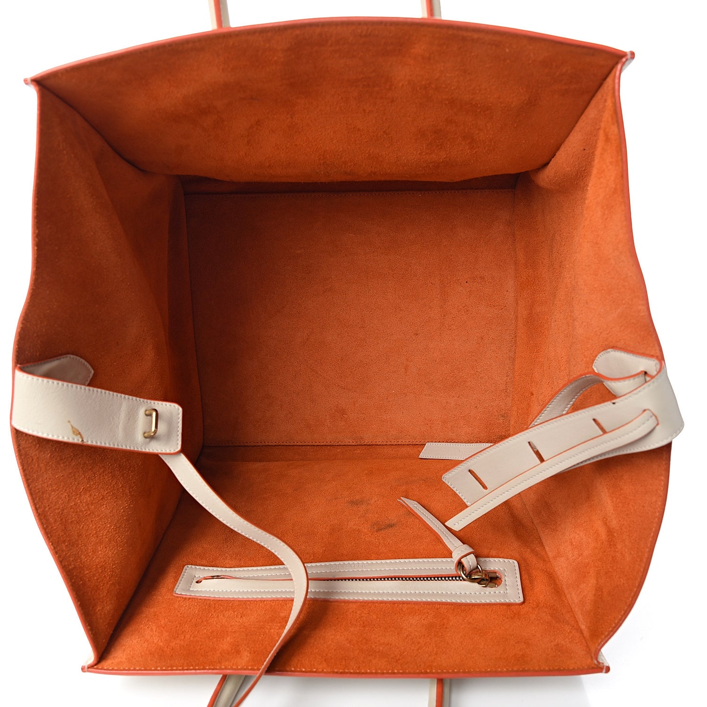 Smooth Calfskin Medium Phantom Luggage Chalk Orange Trim