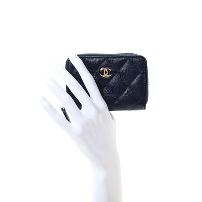 Chanel Caviar Quilted Zip Card Holder Navy 2 of 8