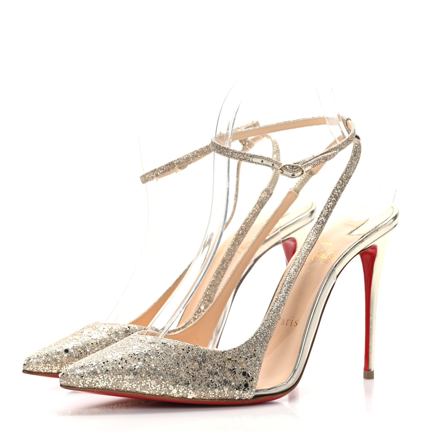 Christian Louboutin Glitter PVC Optichoc 100 Pumps 37.5 Platine 3 of 7