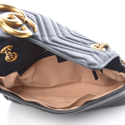Gucci Calfskin Matelasse Medium GG Marmont Shoulder Bag Black 8 of 14
