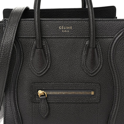 Celine Drummed Calfskin Nano Luggage Liquorice 8 of 10