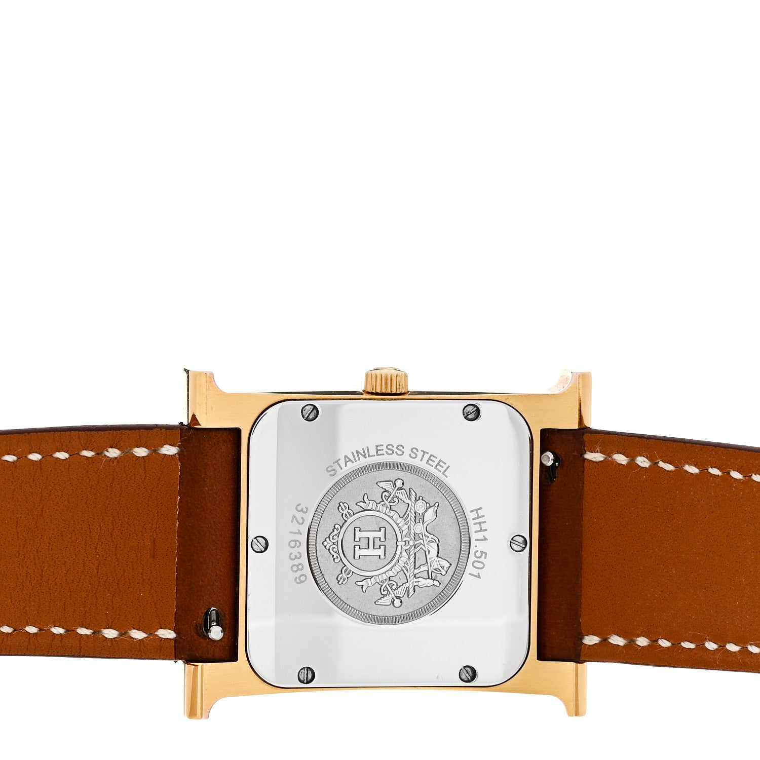 Hermes Stainless Steel Epsom 26mm Heure H Hour Quartz Watch Gold