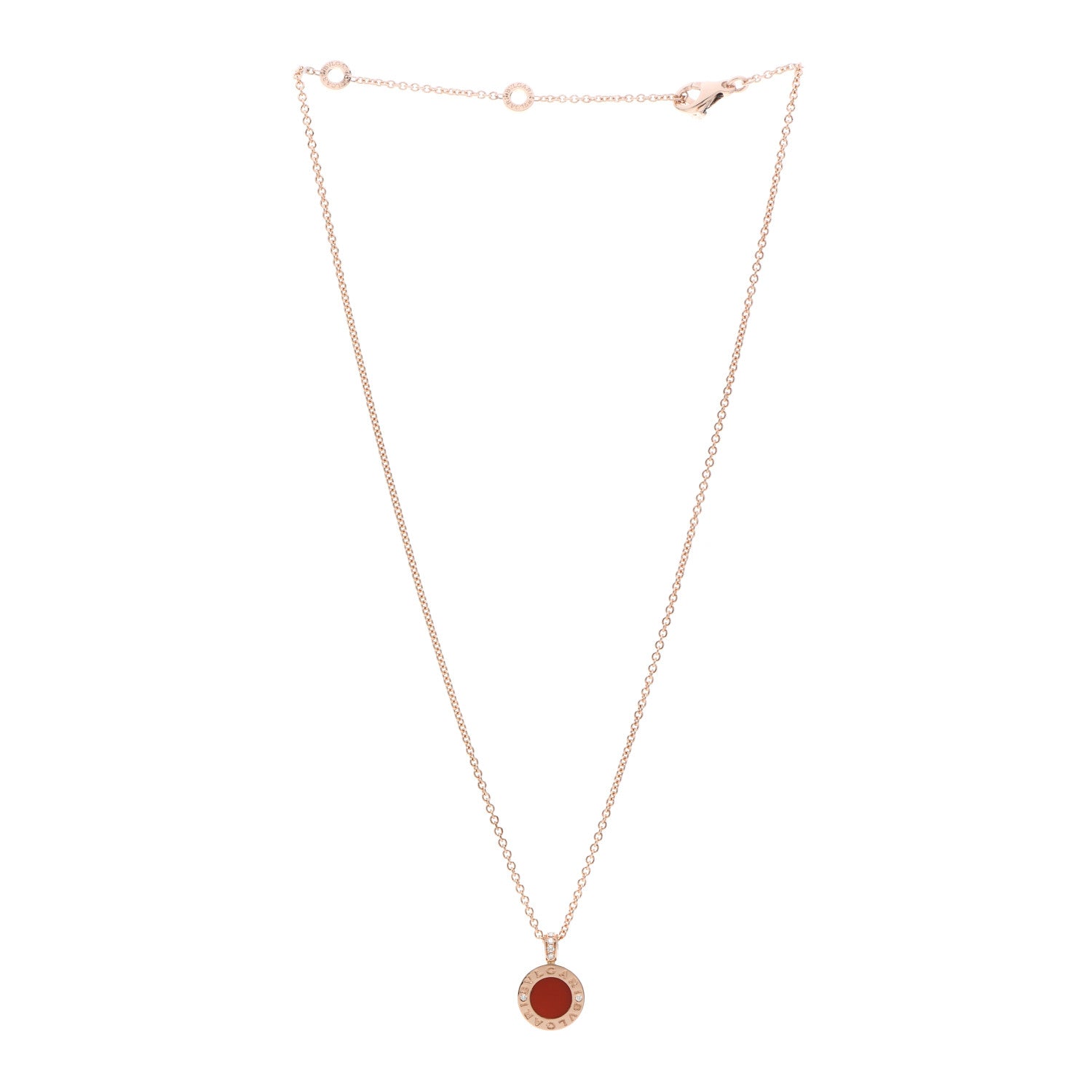 Bulgari 18K Rose Gold Diamond Mother of Pearl Carnelian BVLGARI BVLGARI Pendant Necklace 4 of 9