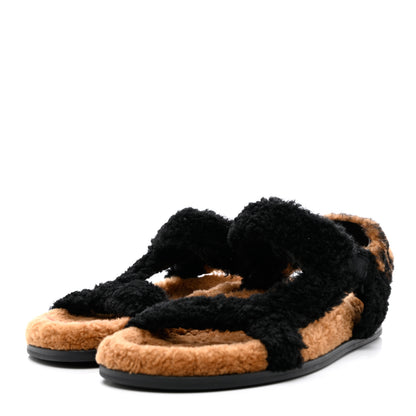Fendi Shearling FF Fendi Feel Sandals 40 Tobacco Black 3 of 8
