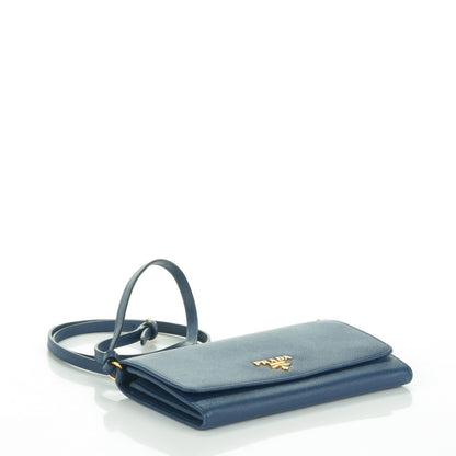 Prada Saffiano Metal Flap Wallet Bleuette 4 of 7