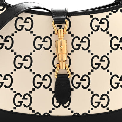 Gucci Azalea Calfskin GG Monogram Bi-Color Debossed Small Jackie 1961 Hobo Mystic White Black 8 of 10