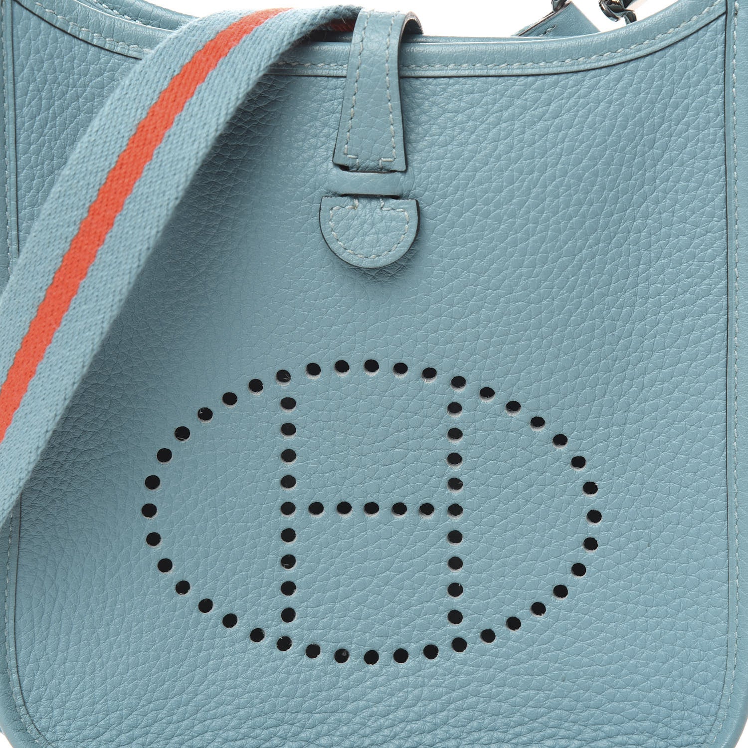 Hermes Taurillon Clemence Evelyne TPM Bleu Saint Cyr Orange Poppy 9 of 10