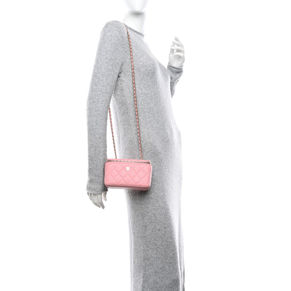 Chanel Caviar Quilted Small Vanity Case With Chain Pink 2 of 12