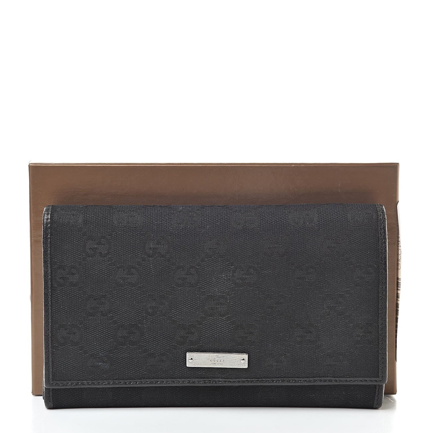Gucci Monogram Metal Bar Continental Flap Wallet Black 18 of 18