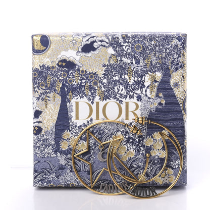 Christian Dior Metal Moon Star J'Adior Asymmetrical Hoop Earrings Gold Palladium 5 of 5
