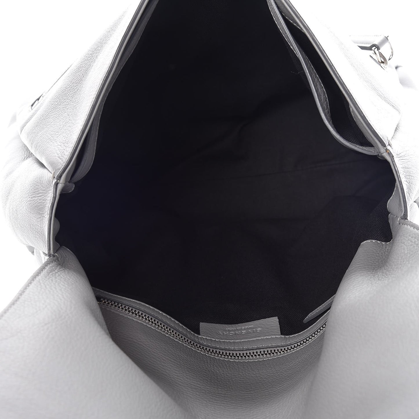 Grained Calfskin Medium Pandora Pure Flap Bag Pearl Grey