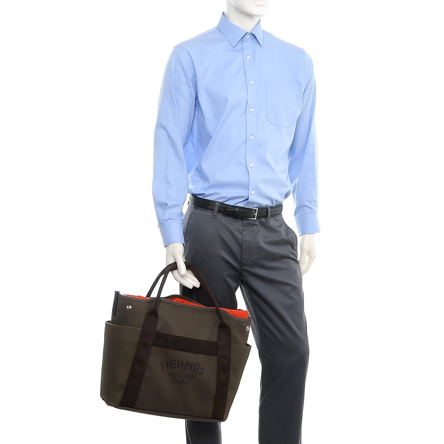 Hermes Toile Sac De Pansage Groom Kaki Feu 3 of 11