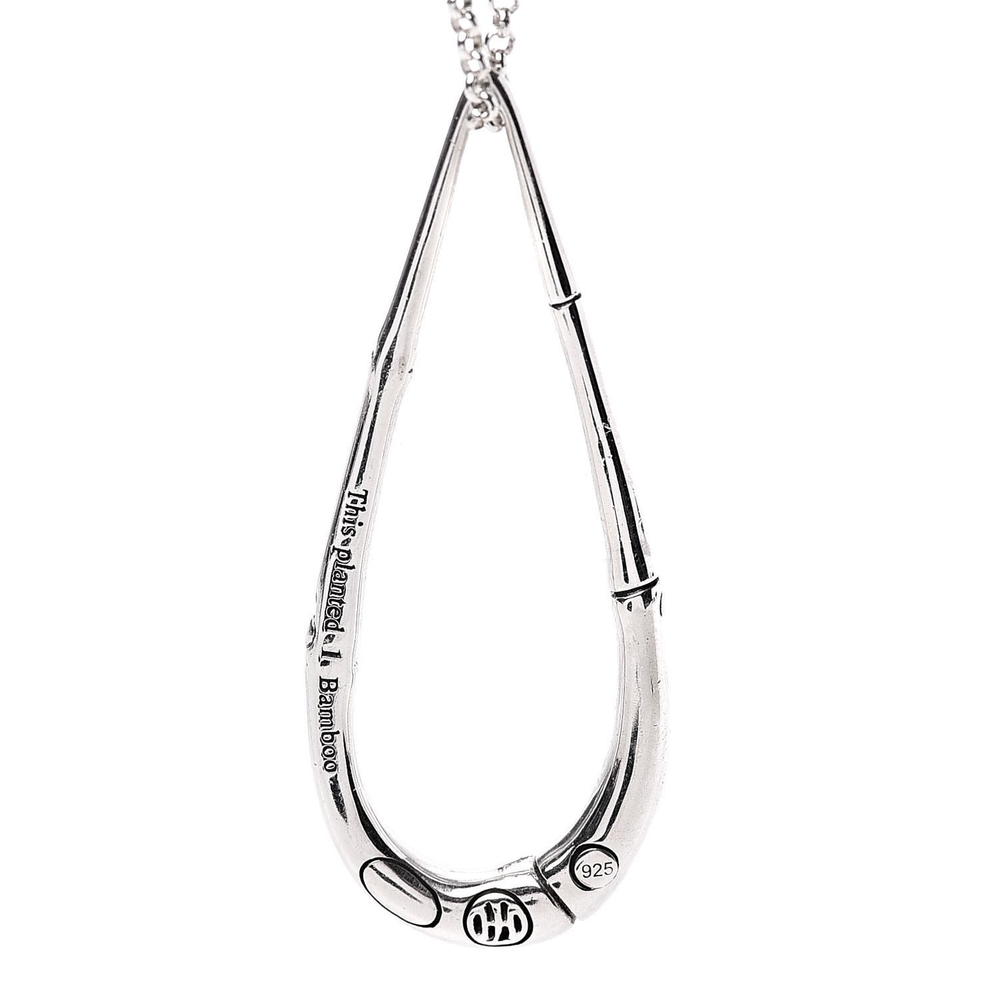 Sterling Silver Bamboo Teardrop Pendant Necklace