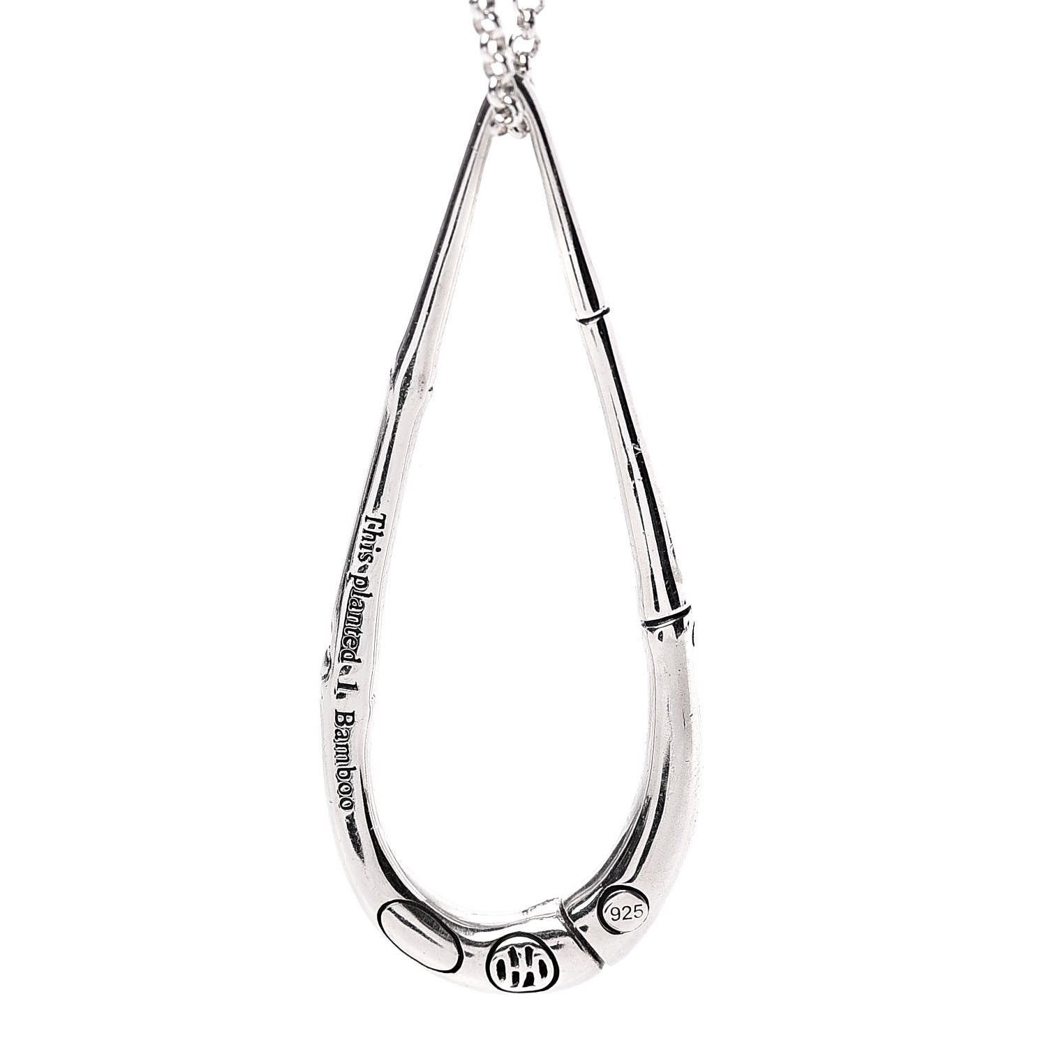 John Hardy Sterling Silver Bamboo Teardrop Pendant Necklace 5 of 7