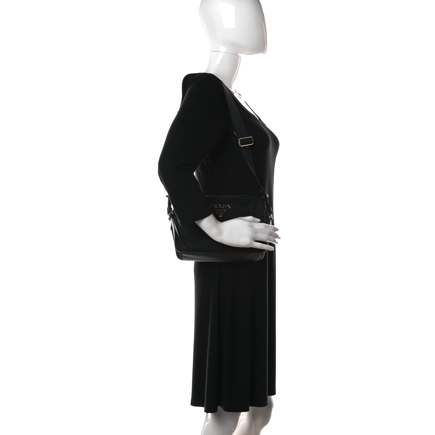 Prada Tessuto Nylon Soft Calf Camera Bag Black 2 of 12