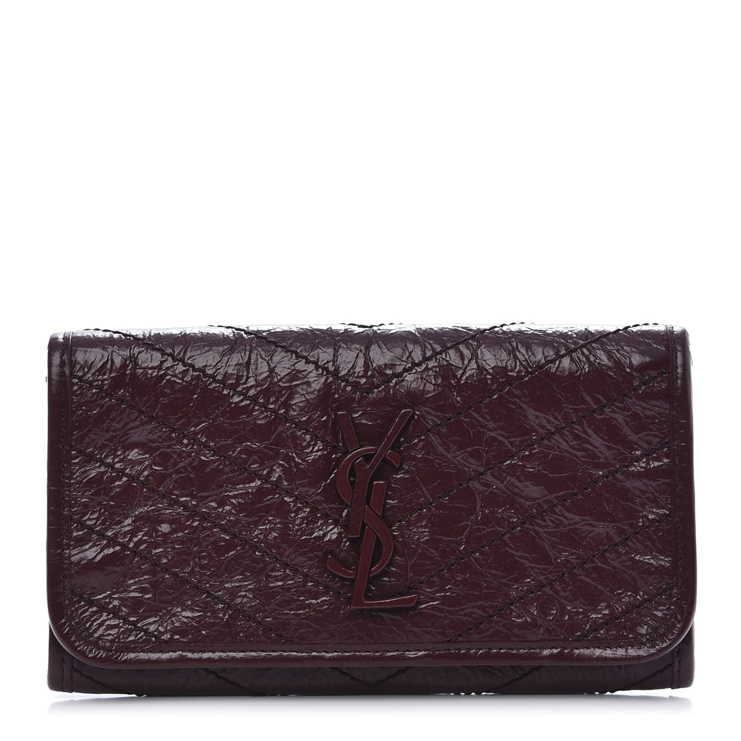 Crinkled Calfskin Matelasse Monogram Niki Wallet Rouge Legion